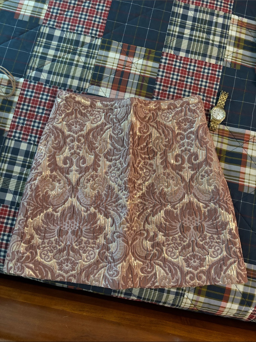 H&M Rose Pink Brocade Mini Skirt